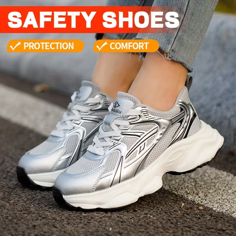 Women's Metallic Mesh Steel Toe Safety Work Sneaker(2 Colors)