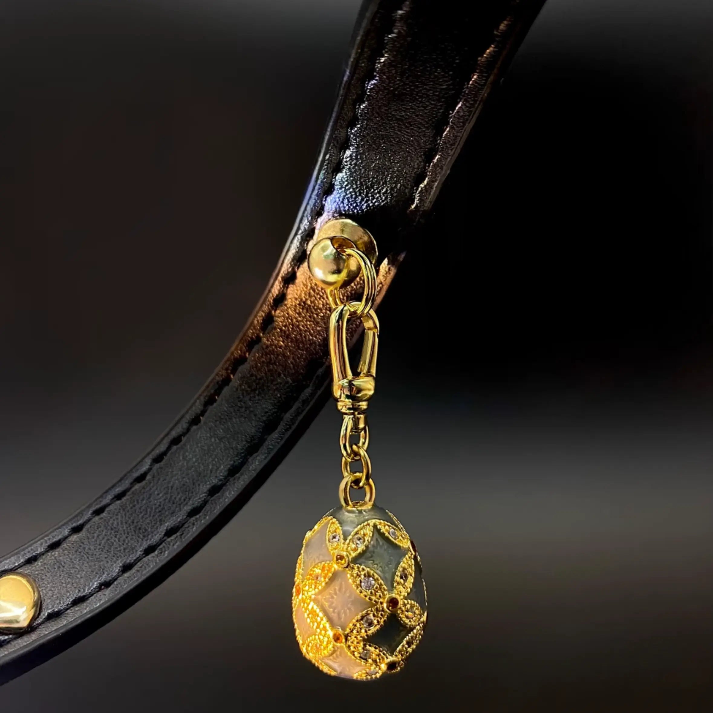 Obsidian Black Crystal Leather Collar