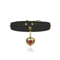 Obsidian Black Crystal Leather Collar