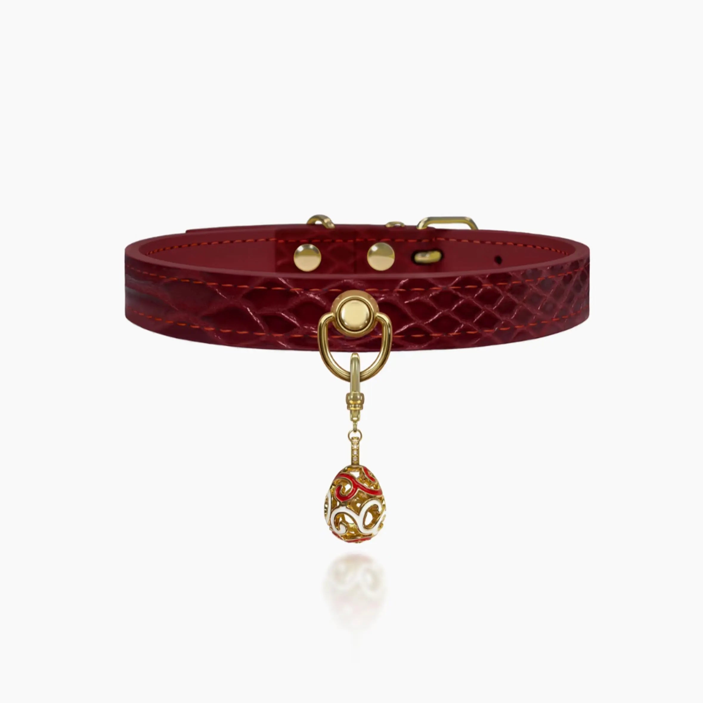 Vintage Wine Crocodile-Embossed Crystal Leather Collar