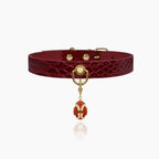 Vintage Wine Crocodile-Embossed Crystal Leather Collar