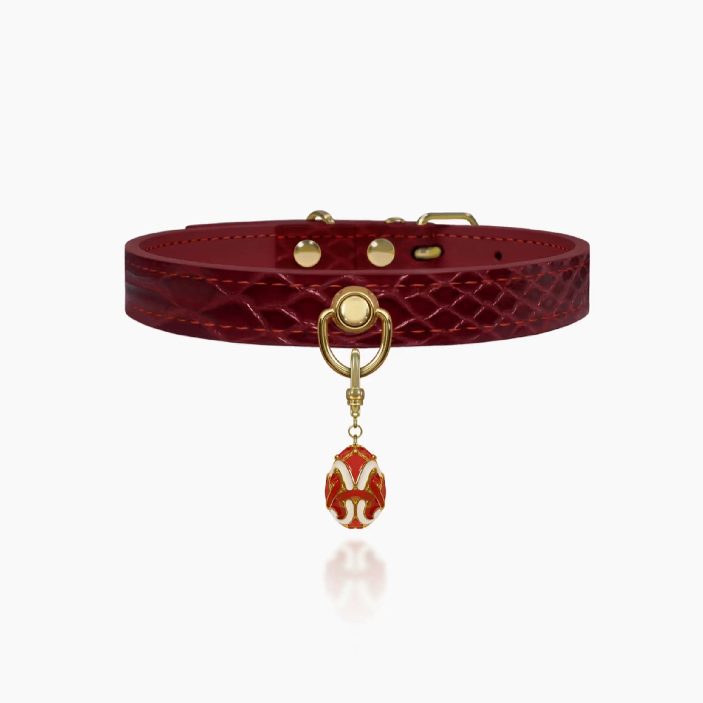 Vintage Wine Crocodile-Embossed Crystal Leather Collar