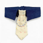 Floral Gentleman Navy Tie & Pearl Necklace Bib