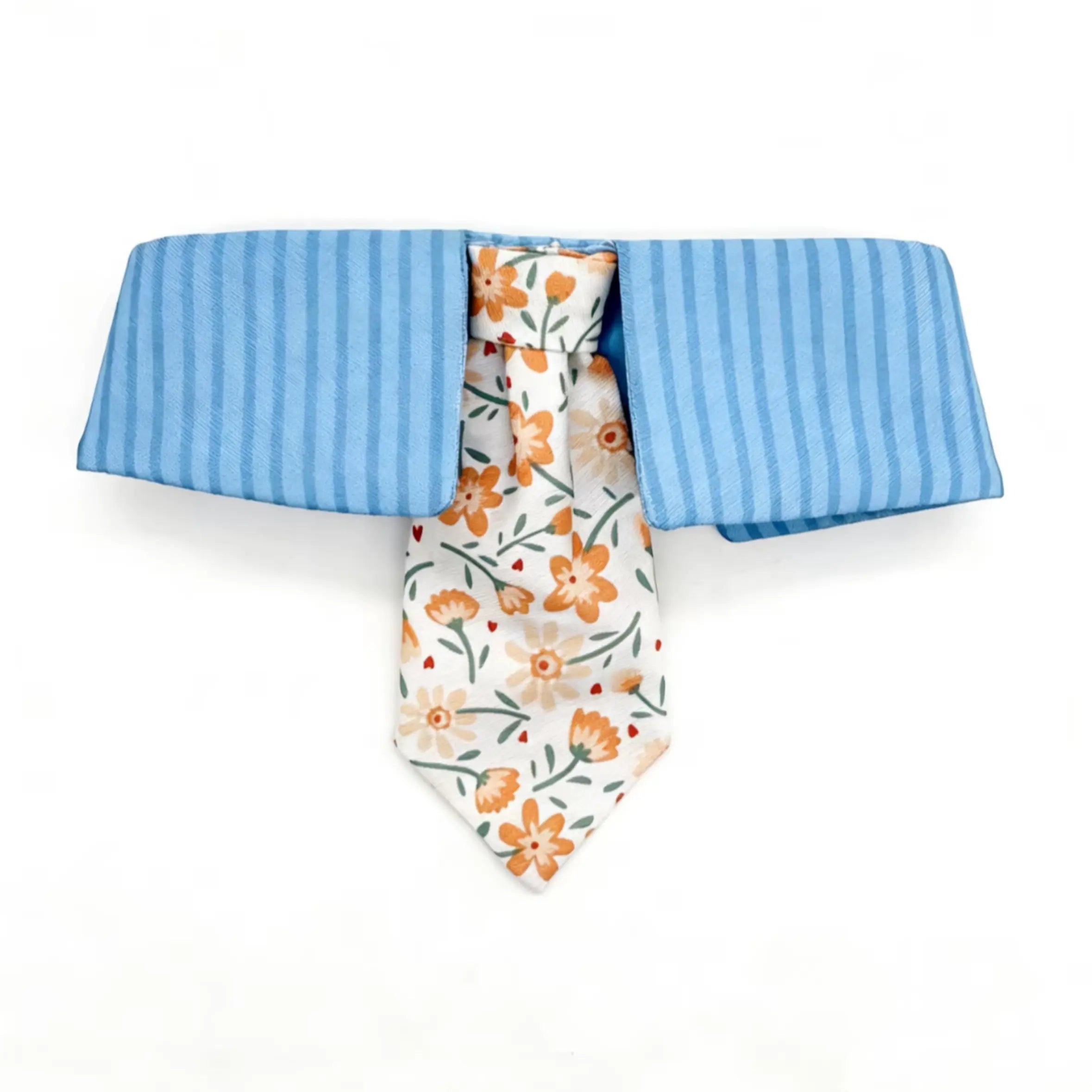 Stripe Collar Floral Tie Pet Bandana