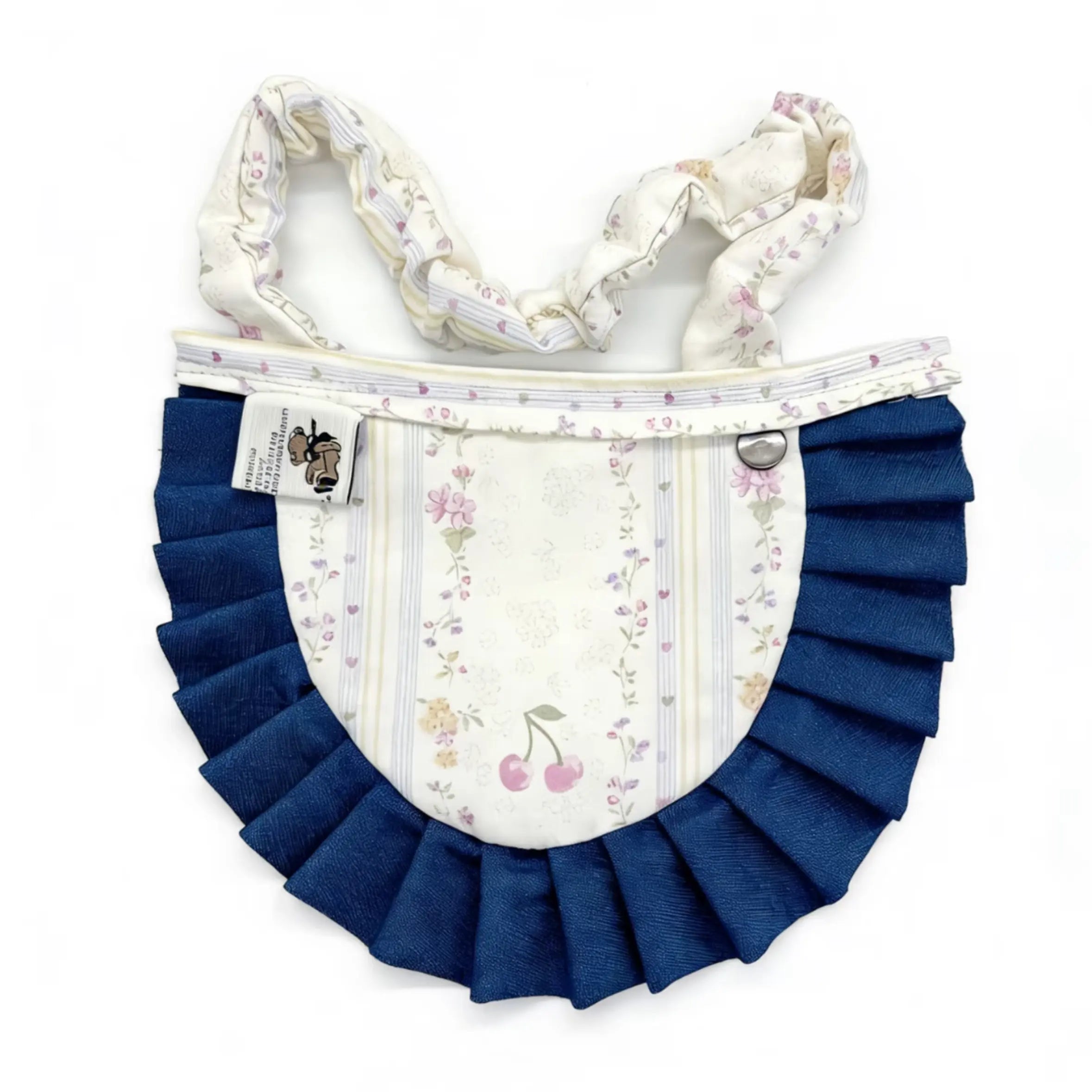 Floral Stripe Navy Ruffle Pet Collar Set