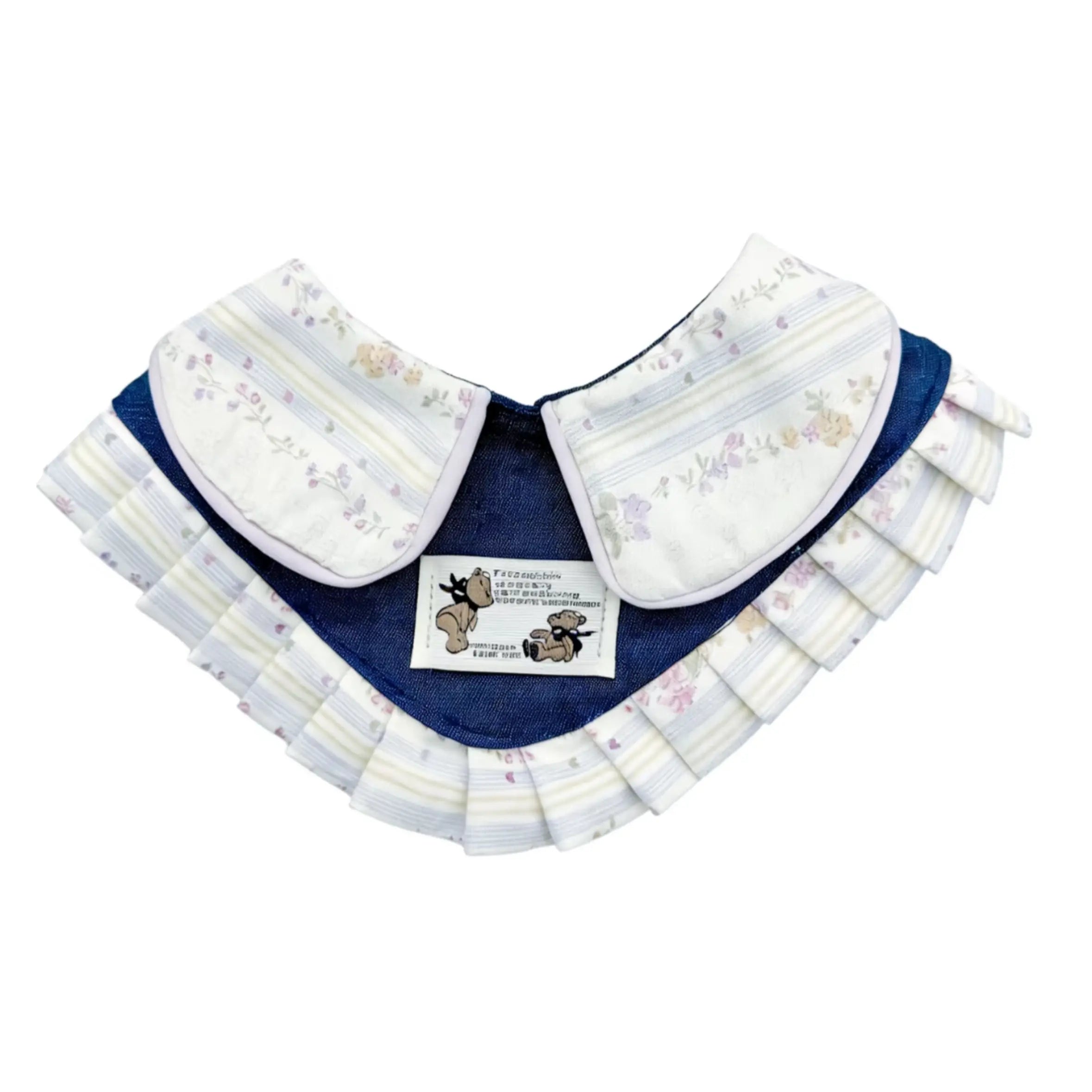 Floral Stripe Navy Ruffle Pet Collar Set
