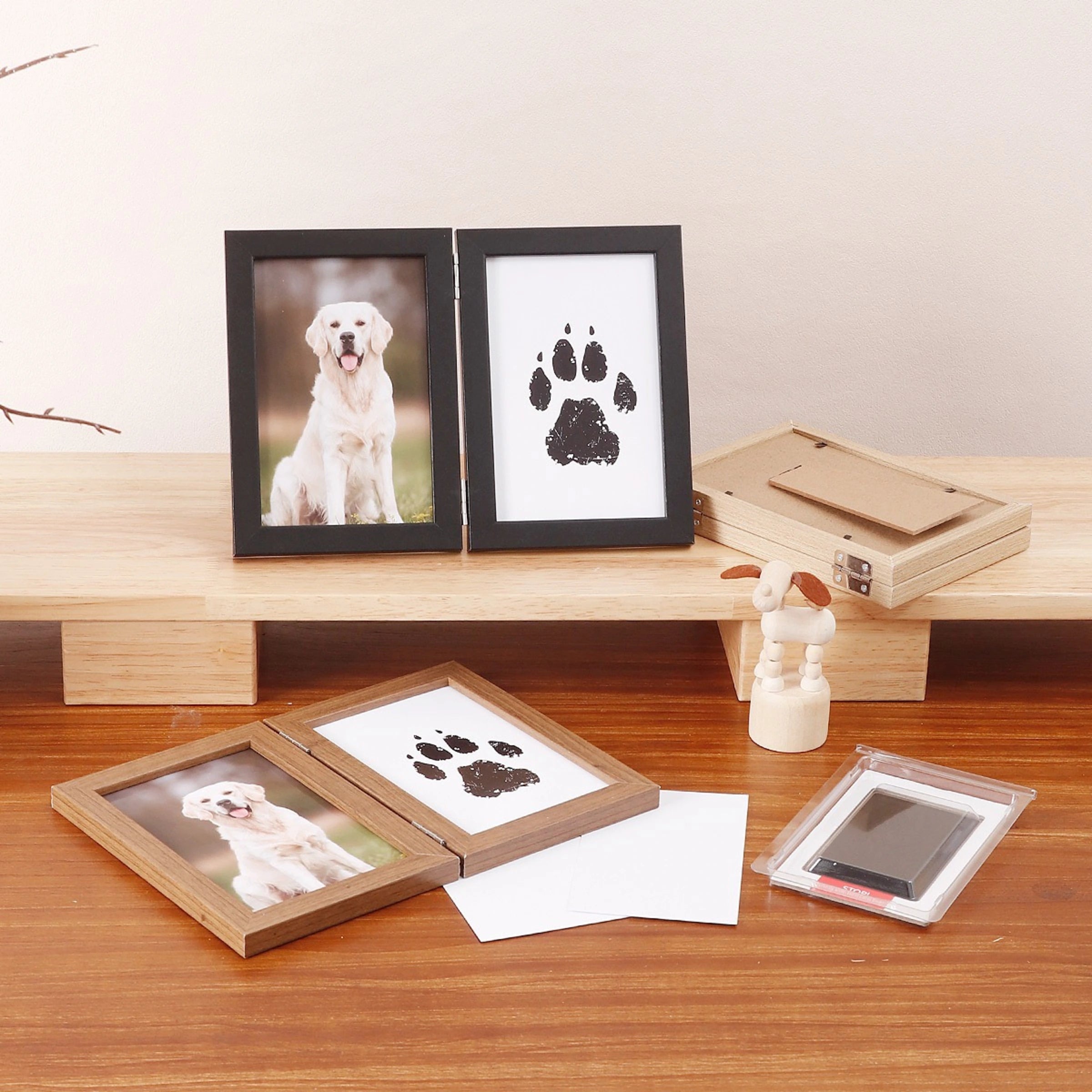 Paw Print Wooden Photo Frame Set