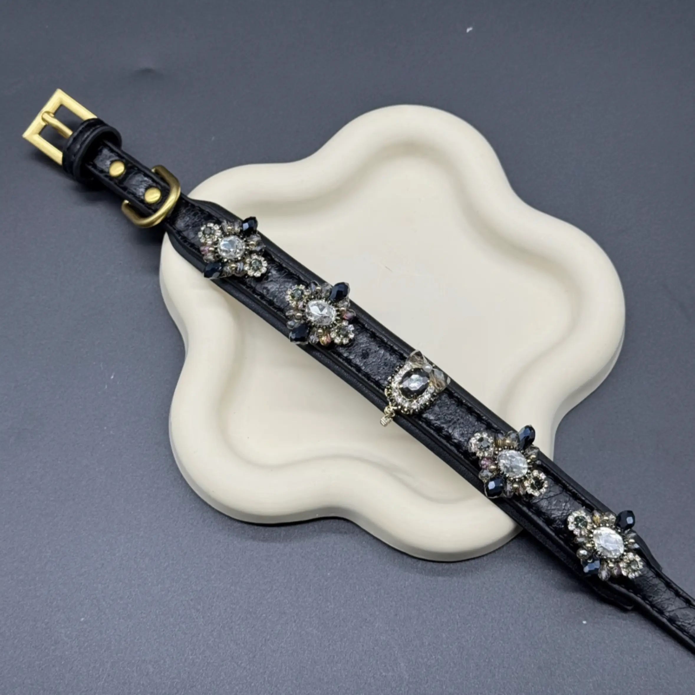 "Obsidian Bloom" Hand-crafted Pet Accessory