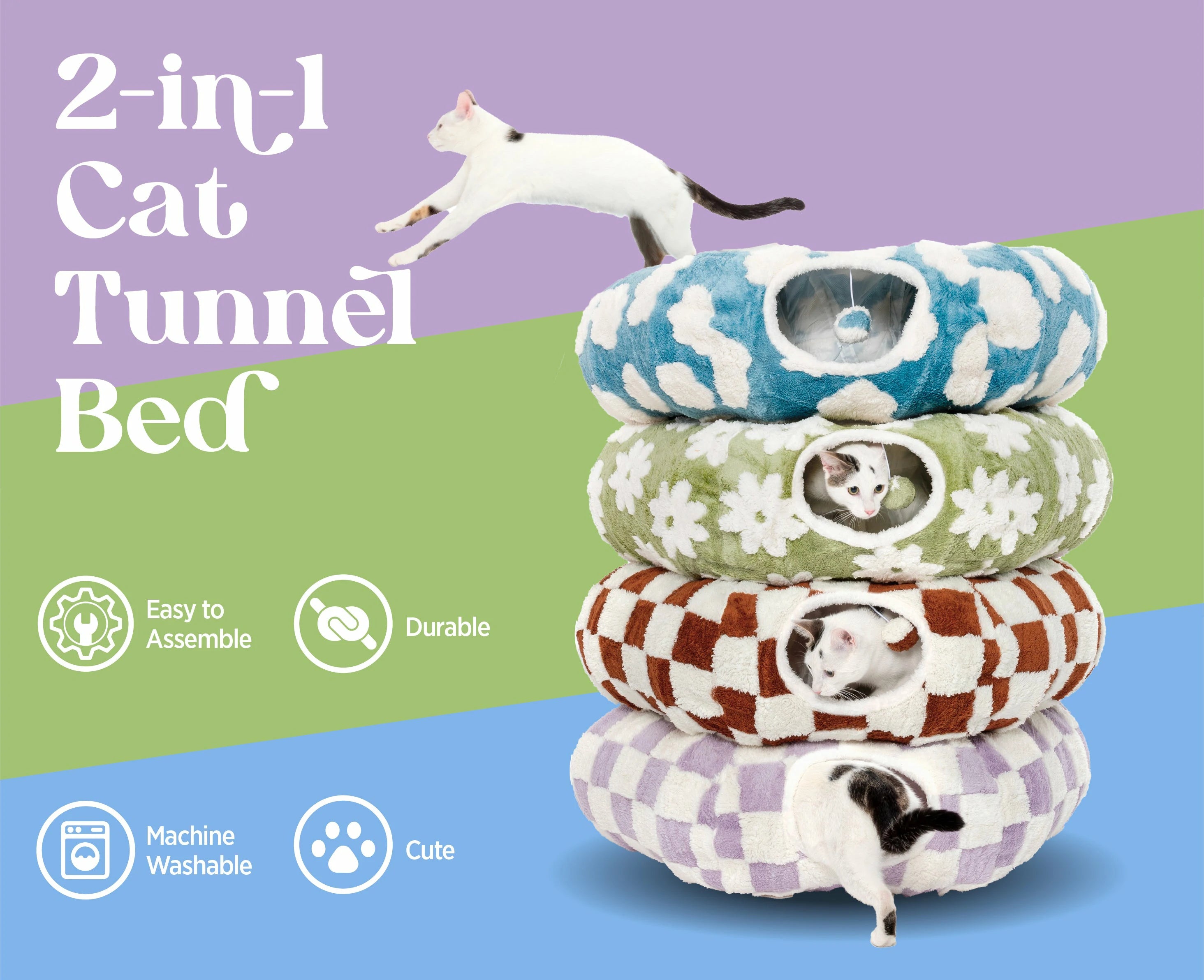 2-In-1 Play & Nap Tunnel Bed for Cats