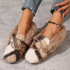 Color-Block Bouclé Fur Slip-On Flat
