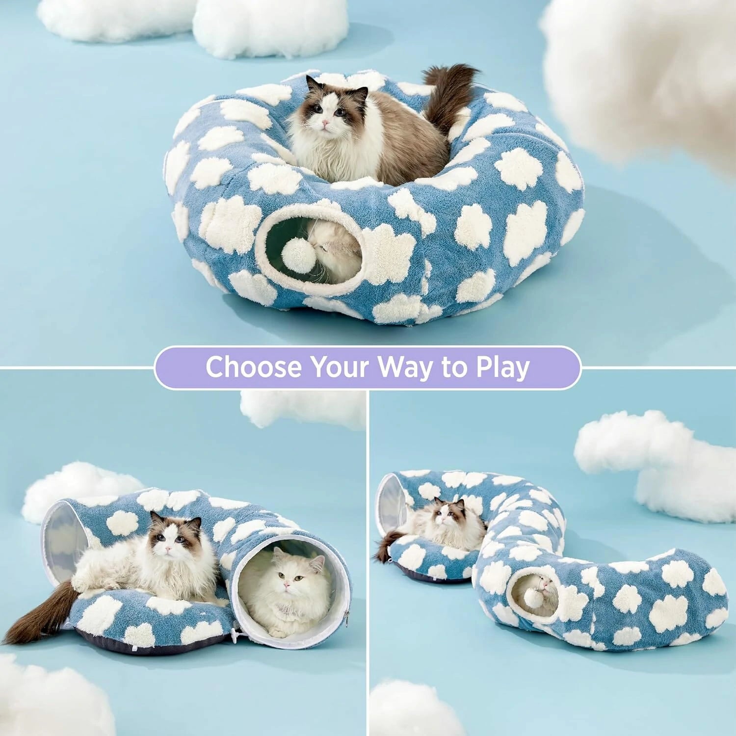 2-In-1 Play & Nap Tunnel Bed for Cats