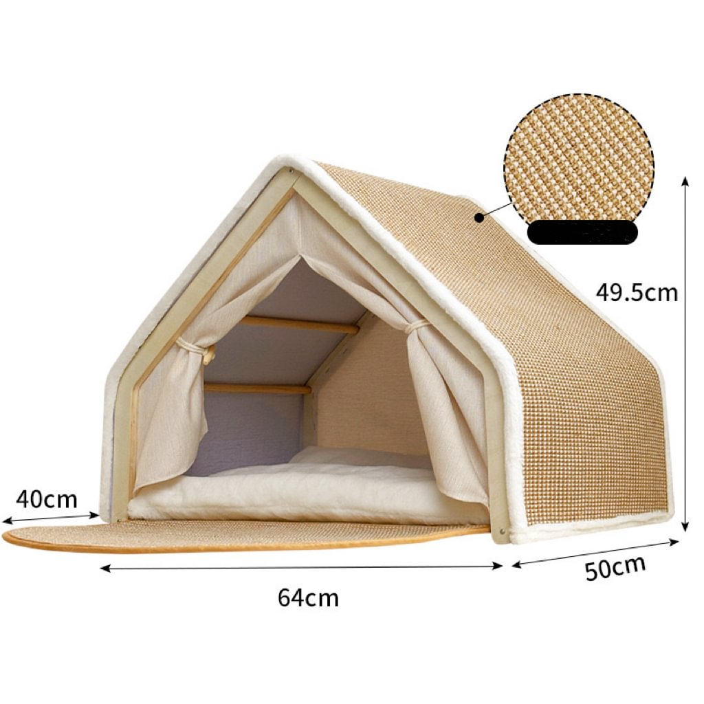 "Dual-Comfort" Wooden Cat House & Scratching Surface