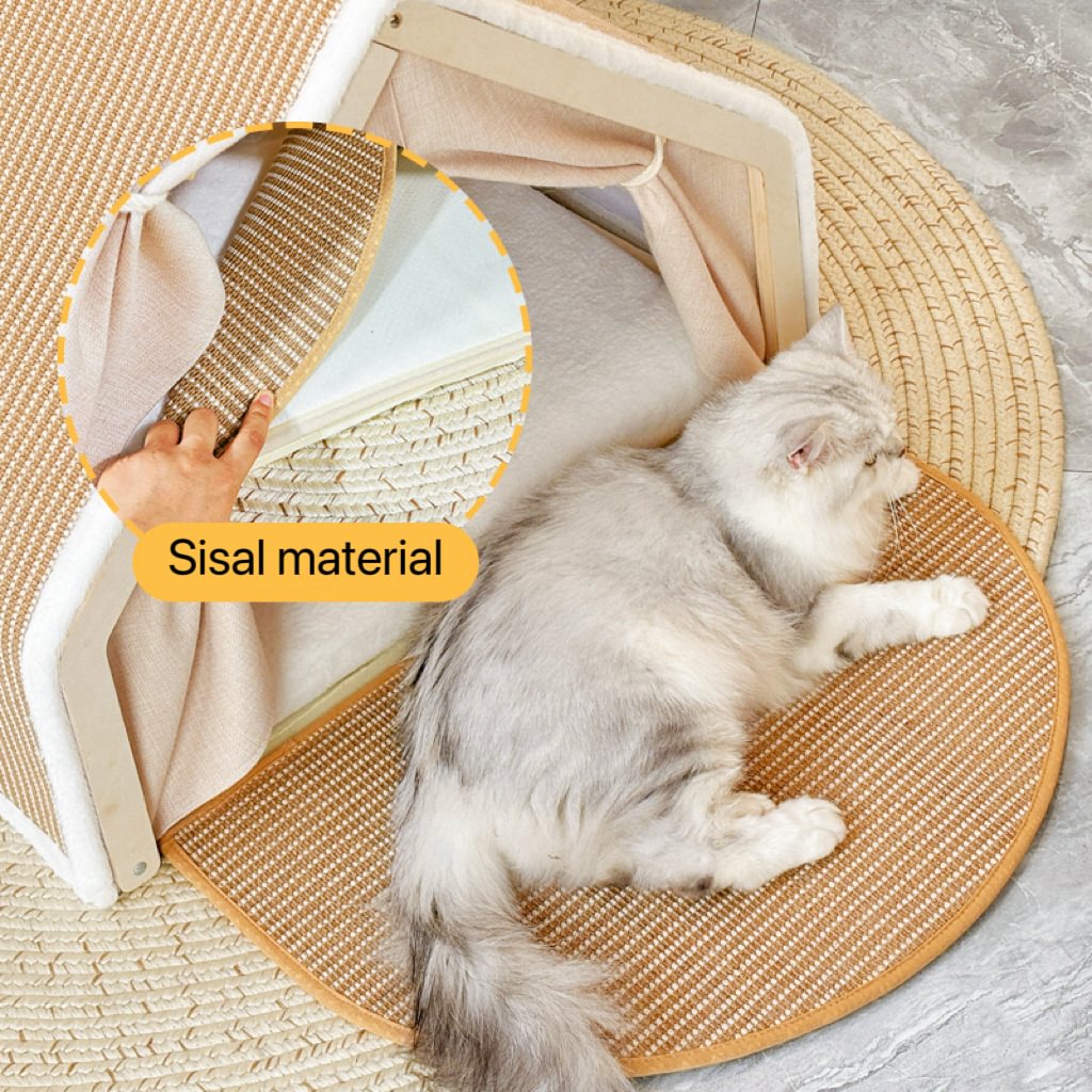 "Dual-Comfort" Wooden Cat House & Scratching Surface