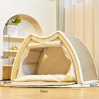 "Dual-Comfort" Wooden Cat House & Scratching Surface