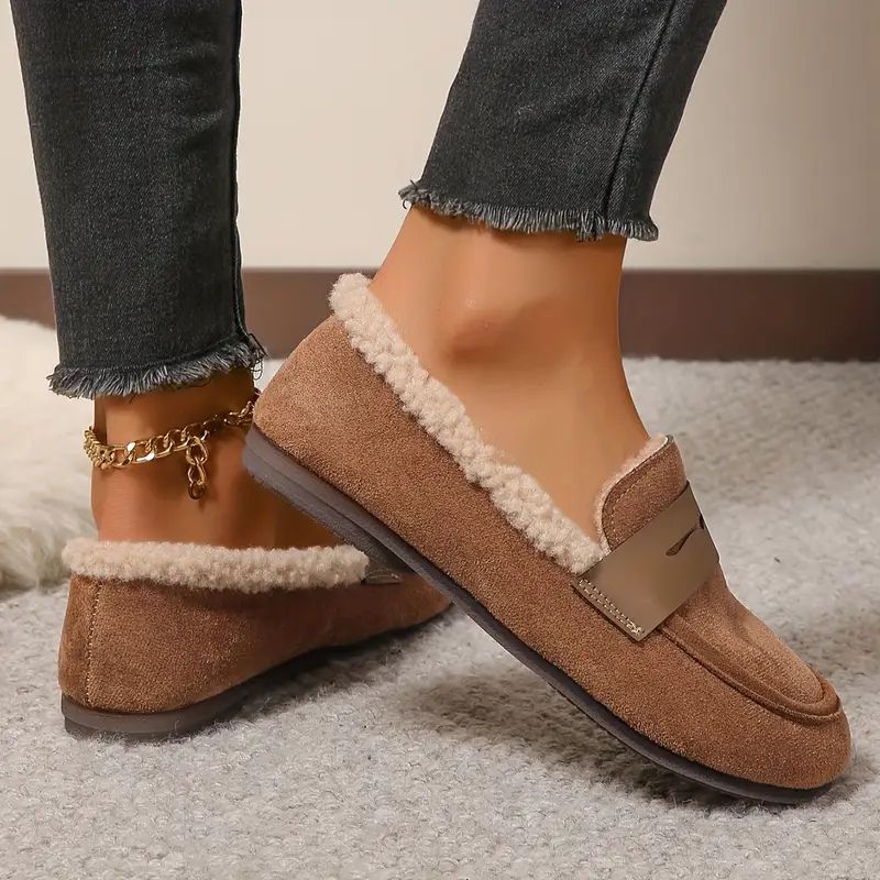Fleece-Lined Suede Penny Loafer