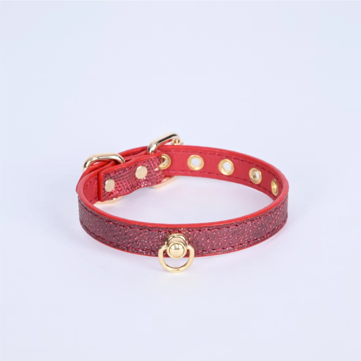 French Goatskin & Sand Python Pet Collar