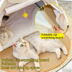 "Dual-Comfort" Wooden Cat House & Scratching Surface