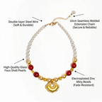 "Auspicious Ruyi" Red Agate & Pearl Pet Necklace