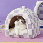 Plush Foldable 2-in-1 Cat Cave Tent & Bed
