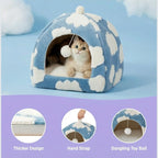 Plush Foldable 2-in-1 Cat Cave Tent & Bed