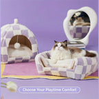 Plush Foldable 2-in-1 Cat Cave Tent & Bed