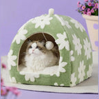Plush Foldable 2-in-1 Cat Cave Tent & Bed