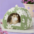 Plush Foldable 2-in-1 Cat Cave Tent & Bed