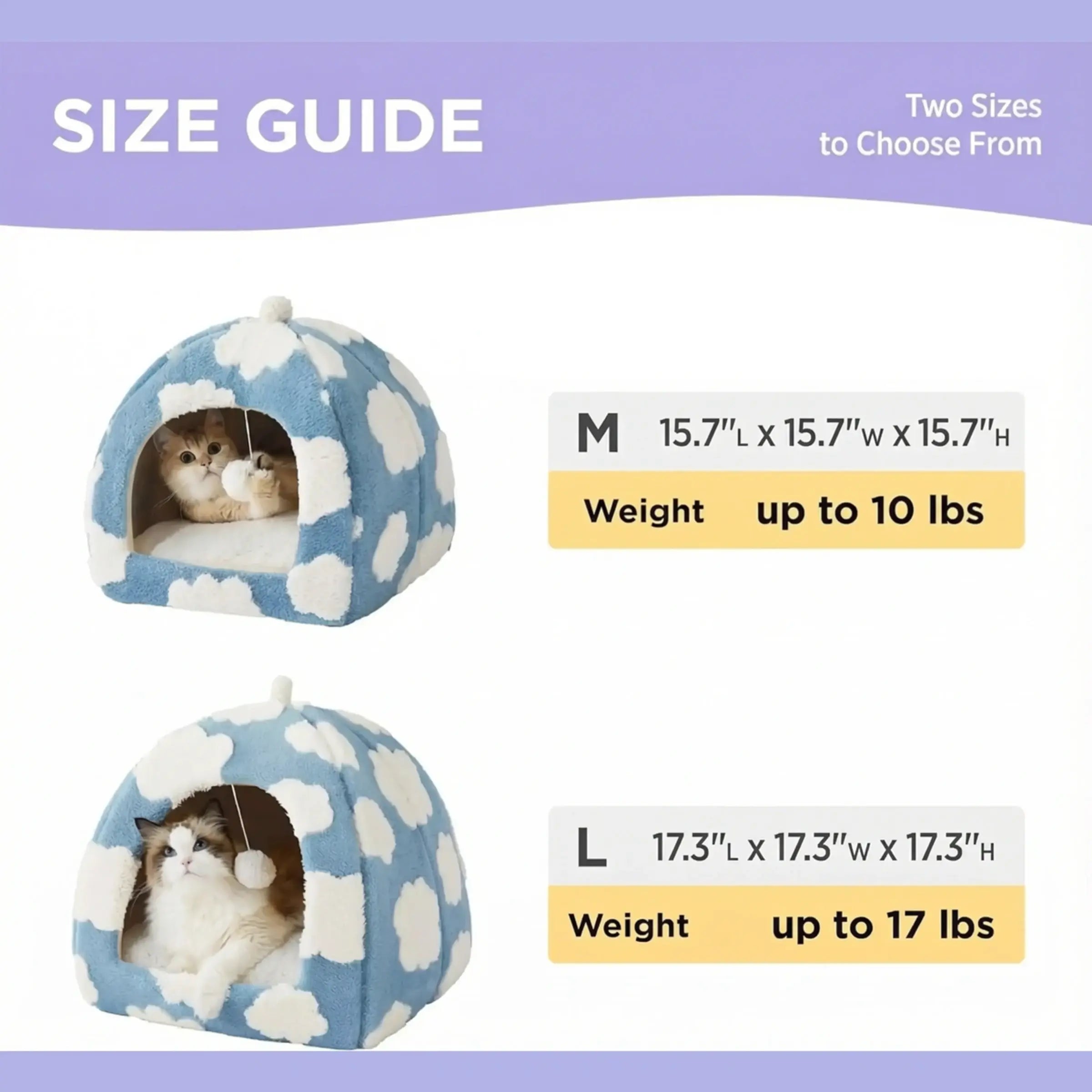 Plush Foldable 2-in-1 Cat Cave Tent & Bed