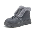Faux Shearling Cuff Bow Platform Boot