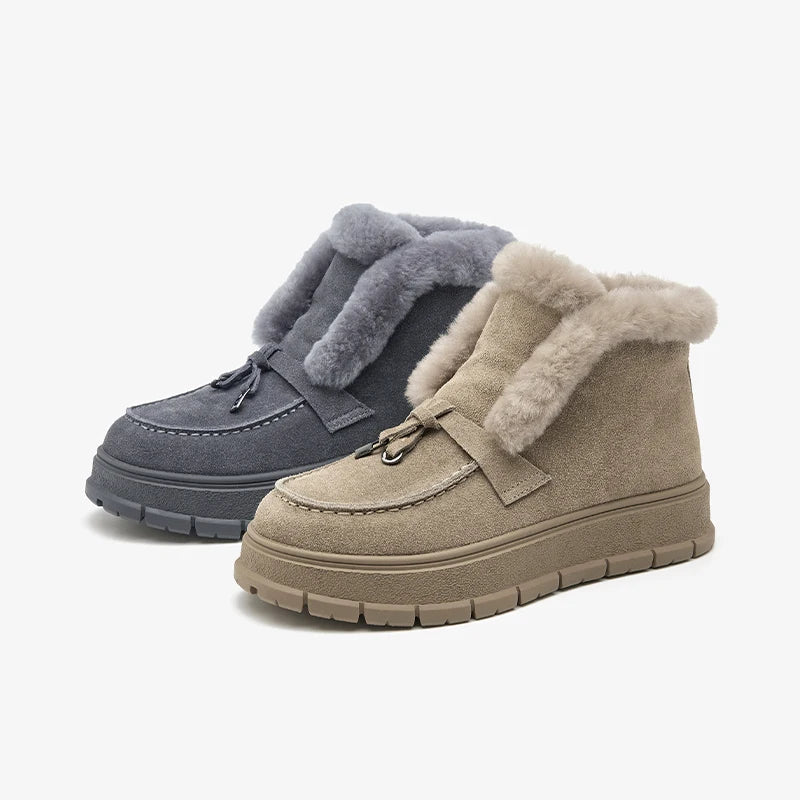 Faux Shearling Cuff Bow Platform Boot