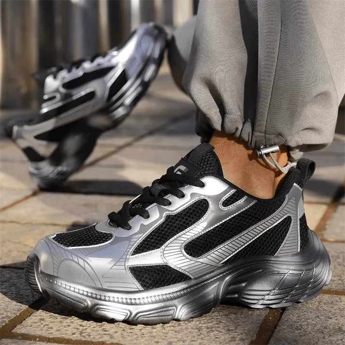 Metallic Mesh Work Sneaker — Shock Absorbing(2 Colors)