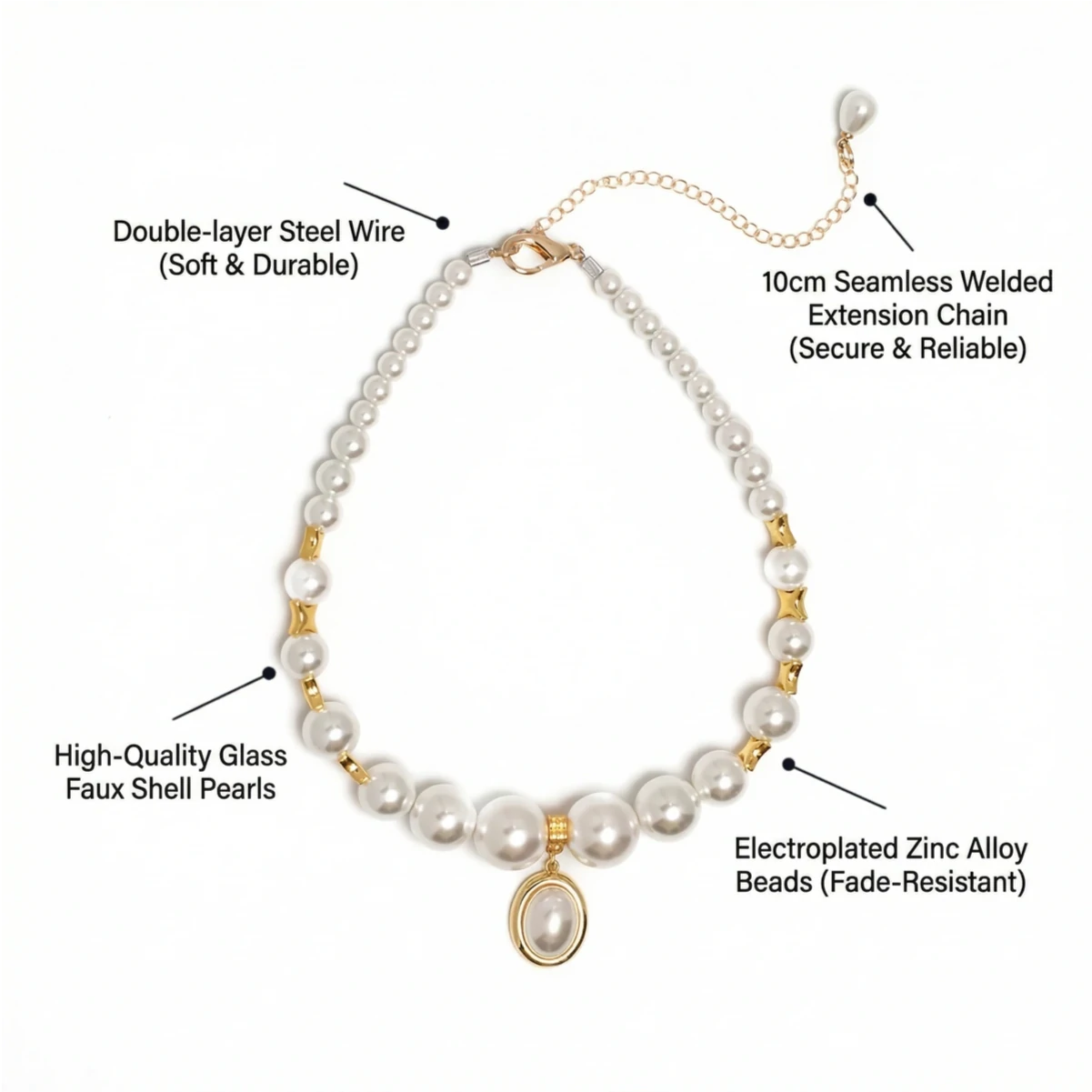 "Classic Elegance" Premium Shell Pearl Pet Necklace