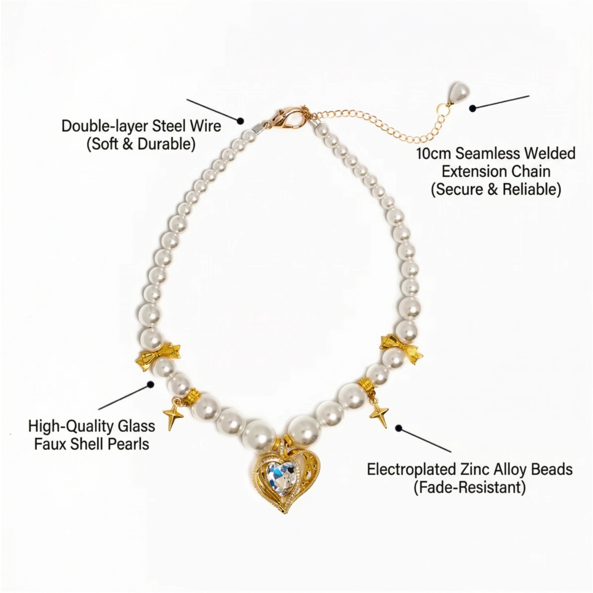 "Royal Heart" Premium Shell Pearl Pet Necklace