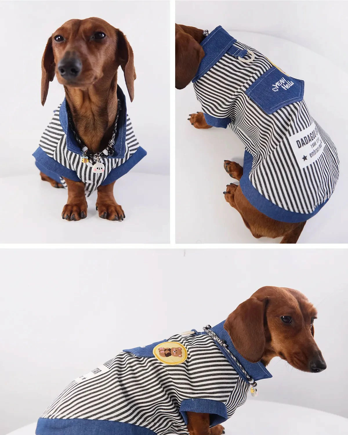 Classic Denim Striped Pet Shirt