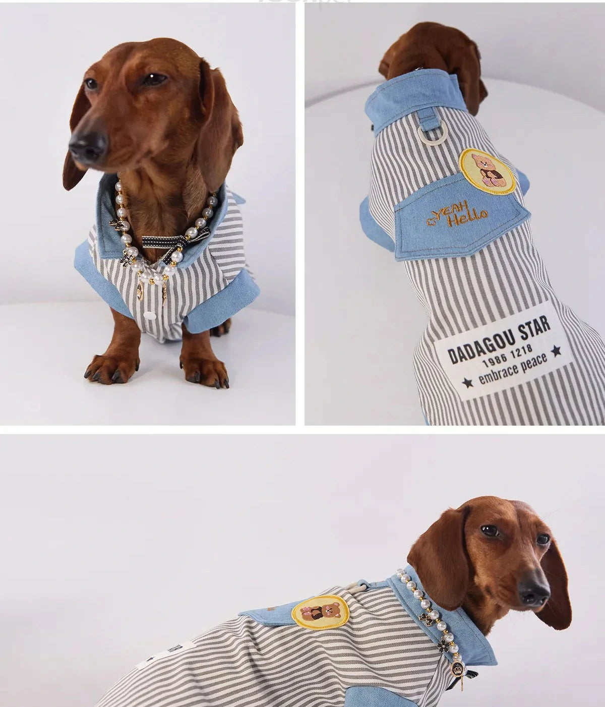 Classic Denim Striped Pet Shirt