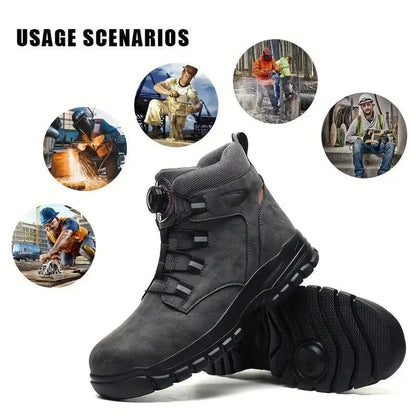 Men's Steel Toe High-Top Dial-Lace Work Boots(3 Colors)