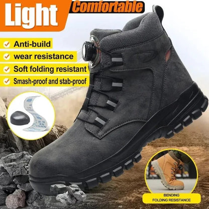 Men's Steel Toe High-Top Dial-Lace Work Boots(3 Colors)